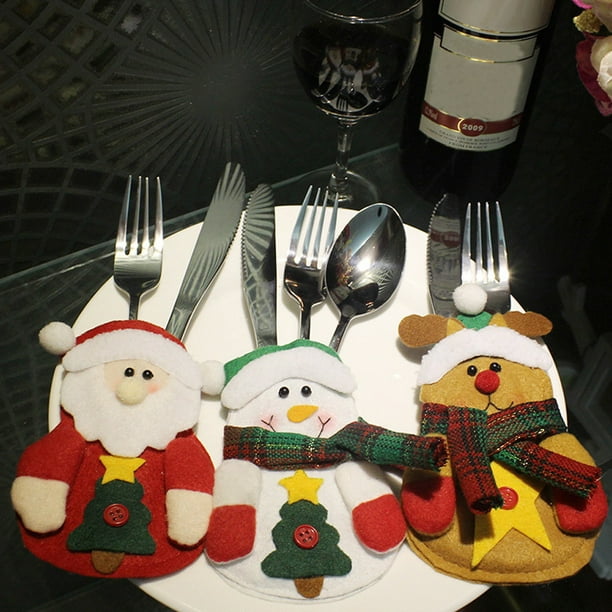 1/3pcs Mini Christmas Santa Claus Stockings Fork Bag Tableware Cutlery Holder